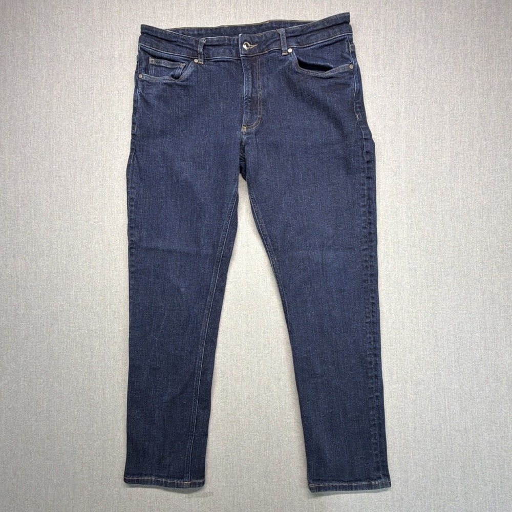 Peter Millar Crown Crafted Mens Dark Indigo Slim Jeans 38x30 (Fits 35x28)